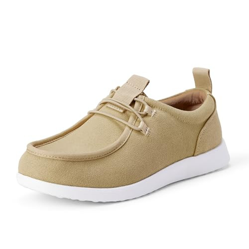AMAZON ESSENTIALS MEN'S CANVAS MOC TOE LOAFER SIZE MEN 9.5 NATURAL/WHITE New