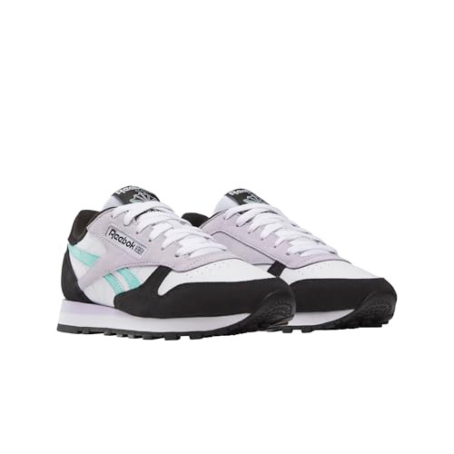 100209565 Reebok Women's Classic Leather Sneaker WHITE/AQUA/BLACK SIZE 8