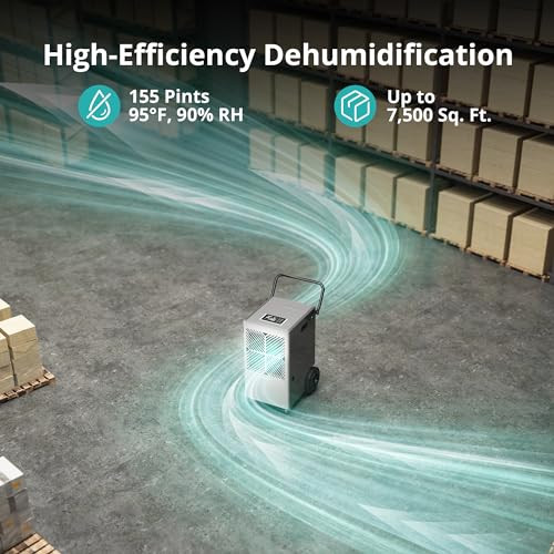 KESNOS 155 PINTS COMMERCIAL DEHUMIDIFIER WITH PUMP & 24-HOUR TIMER DP602A - GRAY