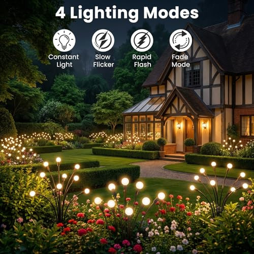 URAGO SOLAR POWERED FIREFLY LIGHTS 8 LEDS 4 Pack,32 LEDs XLTD-730 - BLACK