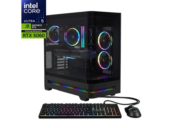 gaming desktop, RTX 5060 PC, Intel Ultra 5 gaming PC, AI gaming desktop, DDR5