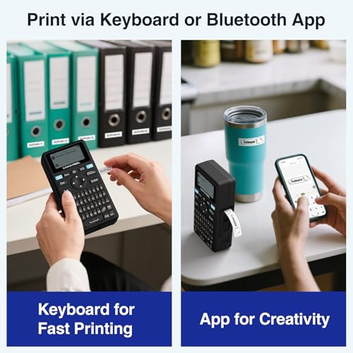 SUPVAN BLUETOOTH LABEL MAKER MACHINE SUPPORT KEYBOARD APP 30+ FONTS E11 - BLACK New