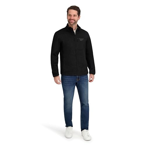 OMRB1530 REEBOK MEN'S MOCK NECK ZIP-UP TEXTURED FLEECE SHELL JACKET XL -BLACK New