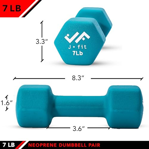 JFIT DUMBBELL PAIRS OR SETS – NEOPRENE & VINYL WEIGHTS - DUMBBELL PAIR 7LB