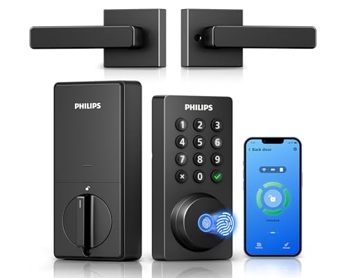 PHILIPS WIFI KEYPAD DOOR LOCK HANDLE APP REMOTE CONTROL DDL242X-1HW-L - BLACK