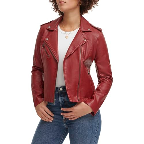 LW7RU613 Ladies Levi's Los Angeles "Classic" Faux Leather Padded Cherry Size 4