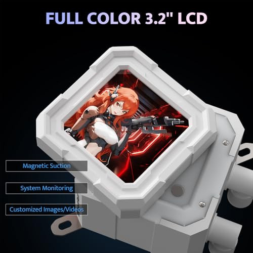 DARKFLASH DV360S ALL-IN-ONE LIQUID CPU COOLER 3.2” LCD SCREEN RESOLUTION WHITE
