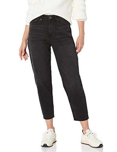 AMAZON ESSENTIALS WOMEN  HIGH-RISE RELAXED LEG ANKLE JEANS SIZE 8 WASHED BLACK New