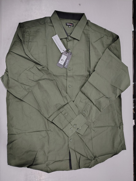 GALAXY BY HARVIC LONG SLEEVE SOLID SLIM FIT DRESS SHIRT - SIZE: MEN 2XL - OLIVE New