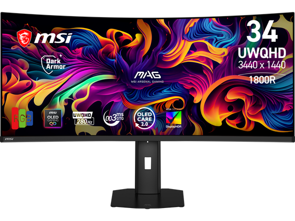 MSI 34" 280Hz QD-OLED UWQHD Gaming Monitor FreeSync Premium Pro & G-Sync