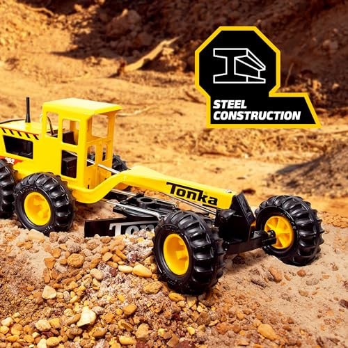 TONKA STEEL CLASSICS ROAD GRADER - STEEL & PLASTIC YELLOW TOY TRUCK KIDS