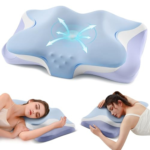 SILKENA Cervical Pillow for Neck Pain Relief Queen Size - Ice Blue New