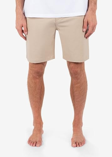 HURLEY MEN'S PHANTOM 4-WAY STRETCH WALKING SHORTS 20" OUTSEAM SIZE 36 KHAKI New