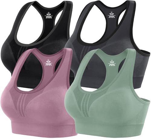 Heathyoga HIGH IMPACT Women's Bra Pack Racerback 4 Pack- Size 2XL - MULTI New