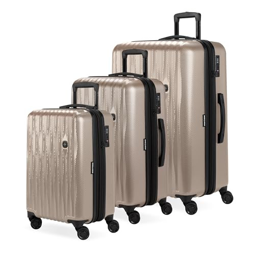 SWISSGEAR 7272 ENERGIE EXPANDABLE HARDSIDE LUGGAGE SPINNER 3-PIECE - LIGHT GOLD New
