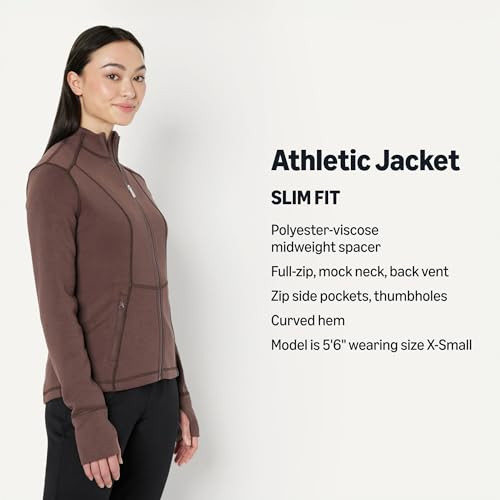 AMAZON ESSENTIALS WOMEN'S ACTIVE SWEAT SLIM-FIT ZIP-RICH HAZEL-SIZE LARGE New