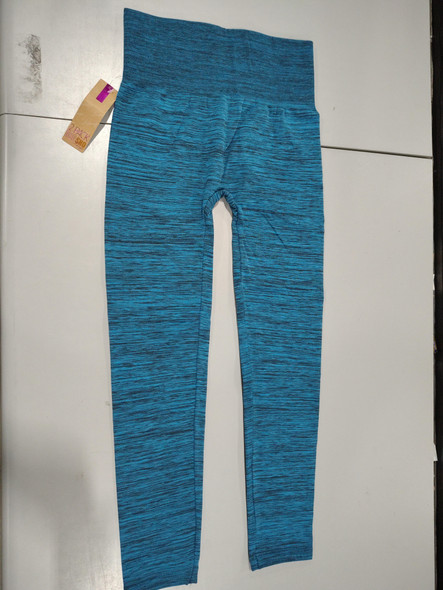 SHOSHO WOMEN'S LEGGINGS HIGH WAISTED CROP ACTIVEWEAR - WOMEN L/XL - BLUE HEATHER
