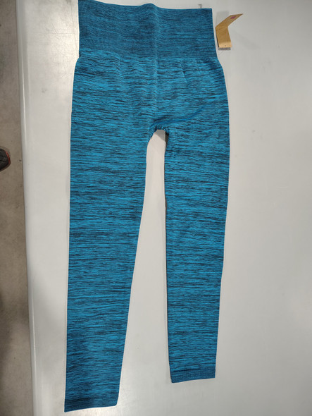 SHOSHO WOMEN'S LEGGINGS HIGH WAISTED CROP ACTIVEWEAR - SIZE: S/M - BLUE HEATHER