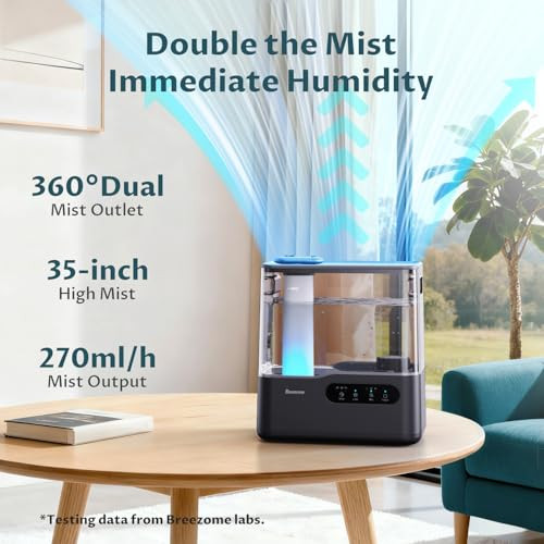 BREEZOME 5L HUMIDIFIERS FOR BEDROOM ROOM 36H COOL MIST HUMIDIFIER ESSENTIAL OIL