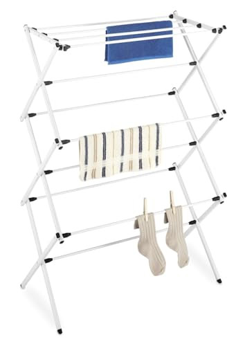 WHITMOR FOLDABLE CLOTHES DRYING RACK 3 TIER LAUNDRY DRYING RACK - WHITE New