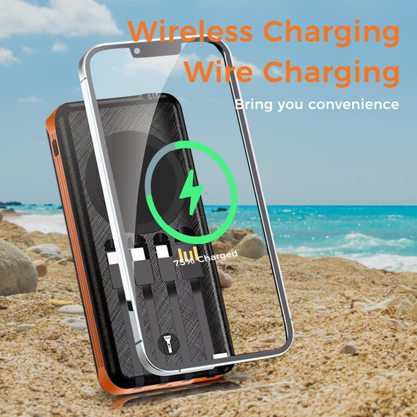 ALPHA DIGITAL SOLAR POWER BANK WITH WIRELESS CHARGING, 10000MAH - BLACK ORANGE
