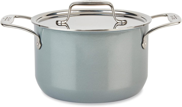 ALL-CLAD FUSIONTEC CERAMIC SOUP POT 4 QUART INDUCTION OVEN BROILER - PLATINUM