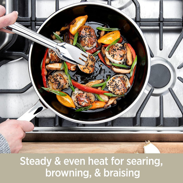 ALL-CLAD FUSIONTEC CERAMIC SOUP POT 4 QUART INDUCTION OVEN BROILER - PLATINUM