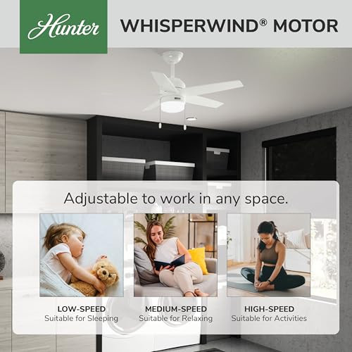 HUNTER BARDOT CEILING FAN MODERN 5 BLADES 44 INCH FRESH WHITE - WHITE