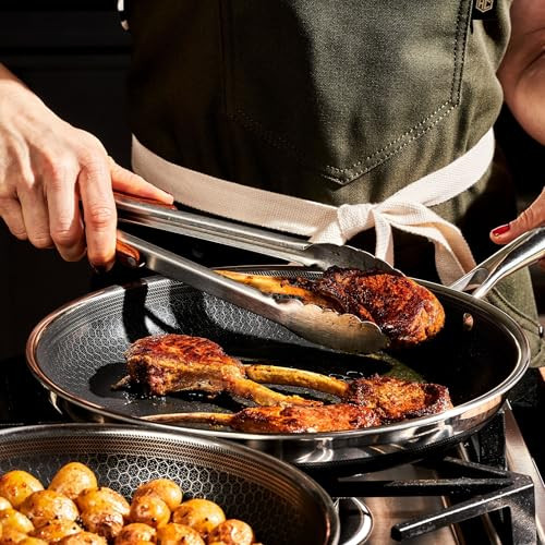 HEXCLAD 10 INCH HYBRID NONSTICK FRYING PAN STAY-COOL HANDLE DISHWASHER - BLACK