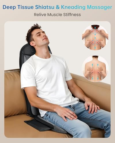 COMFIER SHIATSU BACK MASSAGER WITH HEAT MASSAGE CHAIR PAD CF-2208 - BLACK/GREY