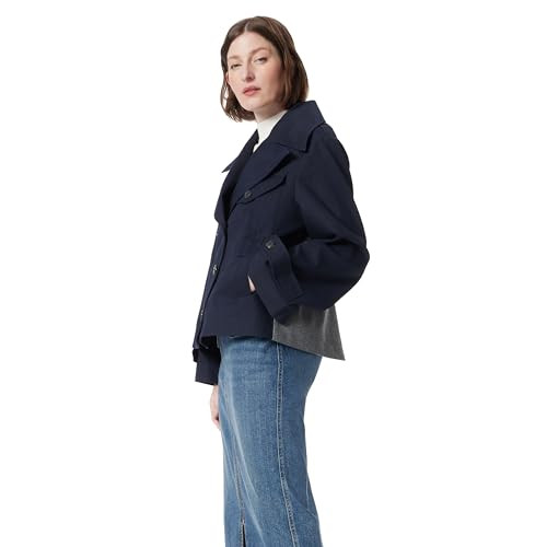 DO by Dee Ocleppo Womens Hallie Cropped Trench Coat Standard Navy XS New