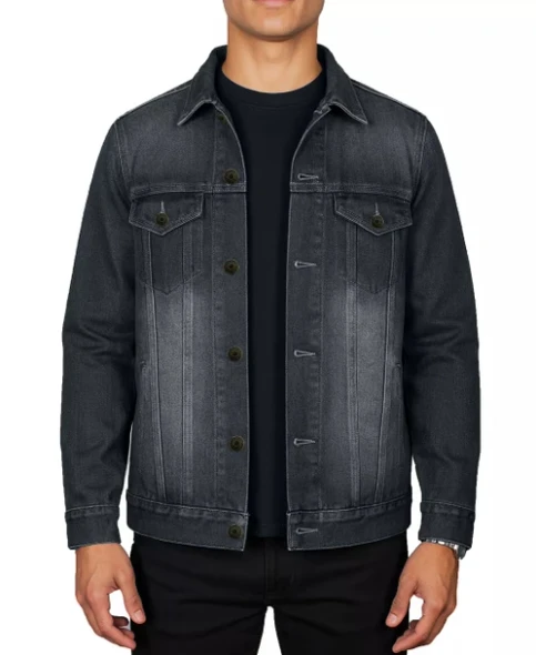 BLU ROCK MEN'S REGULAR-FIT CLASSIC DENIM JACKET - SIZE: MEN XL - JET BLACK