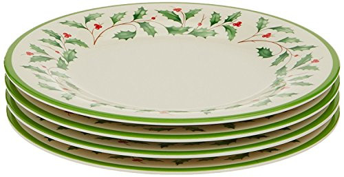 LENOX 863668 HOLIDAY 4-PIECE MELAMINE ACCENT PLATE SET, RED & GREEN