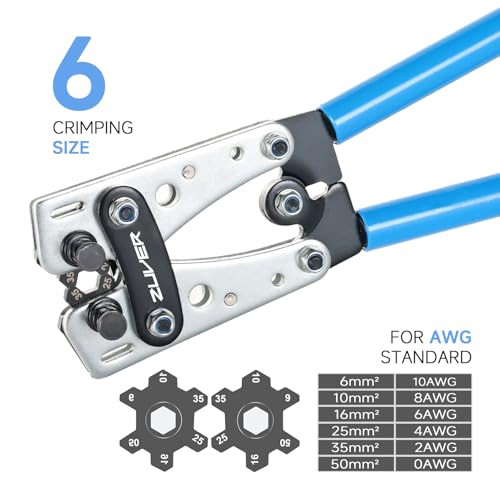 ZUVER PROFESSIONAL BATTERY CABLE CRIMPING TOOL SET 8-1/0 AWG HX-50B0000 - BLUE
