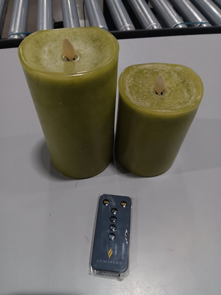 LUMINARA SET OF 2 OUTDOOR CANDLES - GREEN