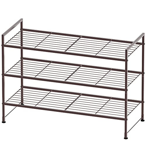 SIMPLE HOUSEWARE 3-TIER STACKABLE SHOES RACK STORAGE SHELF - BRONZE