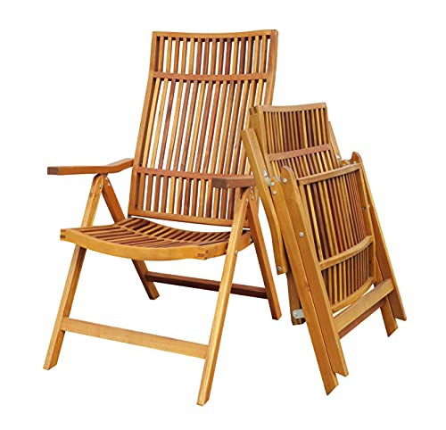 INTERBUILD REAL WOOD Acacia Adjustable Folding Chair STK04004 - Golden Teak