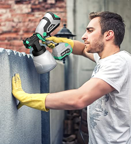 Litheli E1PG37000 20V Cordless Paint Sprayer Gun HVLP Sprayers - Green/Gray