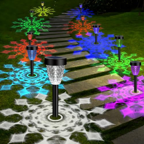 Ornnut 10 Pack Pathway Lights, IP65 Waterproof, Color Changing + Cool White