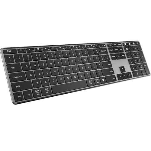 AUSDOM 2.4G Bluetooth KeyBoard QUIET SLIM MULTI-DEVICE SOFKEYS-4 - BLACK/GRAY