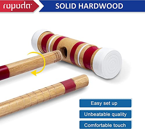 ROPODA Six-Player Croquet Set with Wooden Mallets, Colored Balls 43390-24148 New