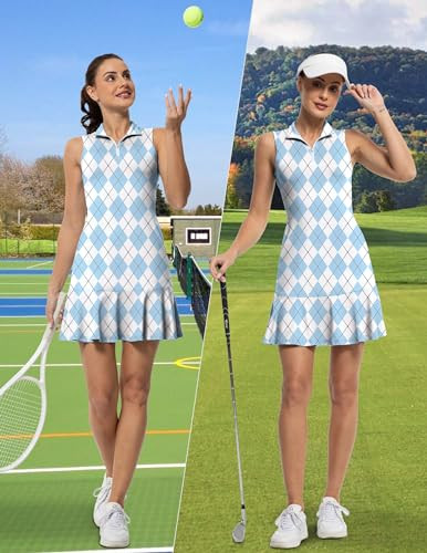 GGOV DRESSES WITH SHORTS INNER POCKET SLEEVELESS SIZE S - XBLUE ARGYLE