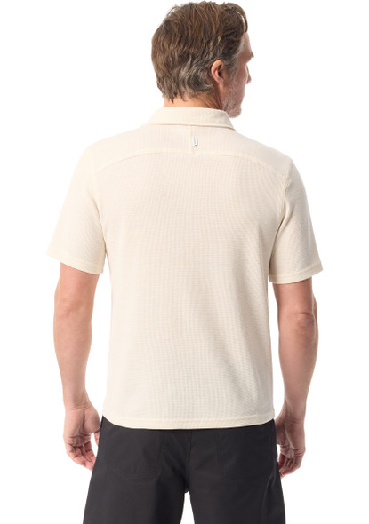BASS OUTDOOR MEN'S WAFFLE KNIT POLO SHIRT - SIZE: MEN L - BIRCH