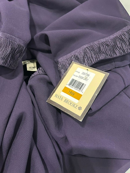 MAYA BROOKE PLUS SIZE LE BOS SATIN TRIM DUSTER JACKET SIZE: 16 W - EGGPLANT New