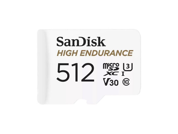 SANDISK 512GB High Endurance Video microSDXC Card with Adapter for Dash Cam and