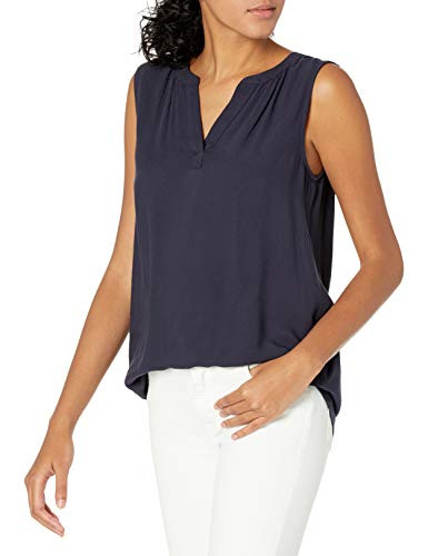 AMAZON ESSENTIALS WOMEN'S RELAXED FIT SLEEVELESS V-NECK WOVEN SHIRT - XS - NAVY New