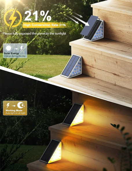 GENERIC LED SOLAR STEP LIGHTS WATERPROOF OUTDOOR, 6 PACK - WARM WHITE