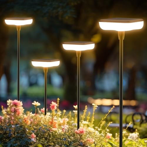 AINOSTONE Outdoor Solar Pathway Lights 31" Tall 34LM 4 Pack - Bright Warmlight