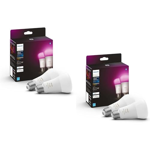 Philips Hue Smart 60W A19 LED Bulb White Color Ambiance Color-Changing 4 Pack