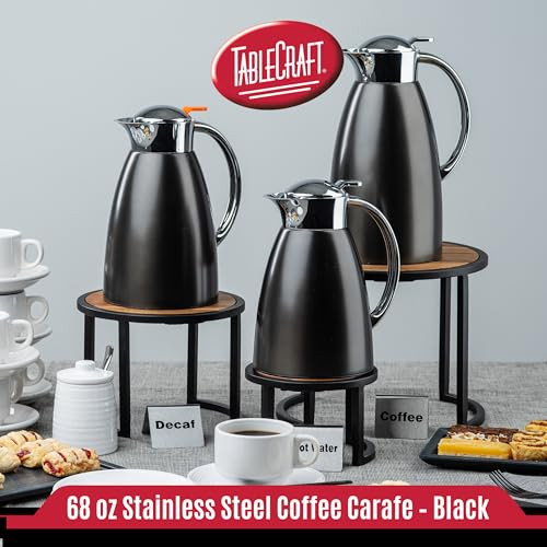 TABLECRAFT 12682 68 OZ (2L) STAINLESS STEEL COFFEE CARAFE - BLACK